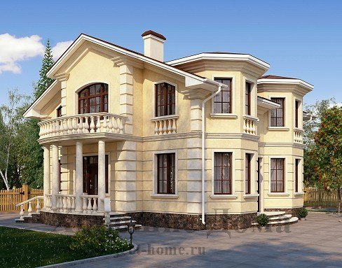Двухэтажный дом в дворцовом архитектурном стиле