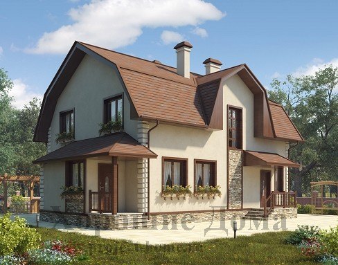 Проект дома в среднеевропейском стиле с ломанной крышей