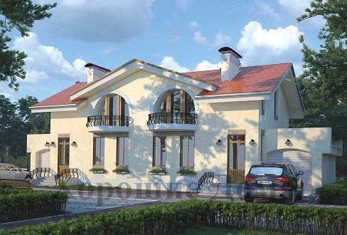 Двухэтажный дом на две семьи в средиземноморском стиле