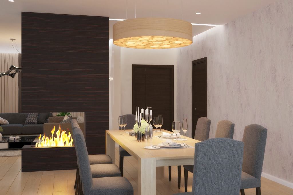 Дизайн интерьера столовой в коттедже